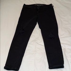 American eagle black distressed skinny jean